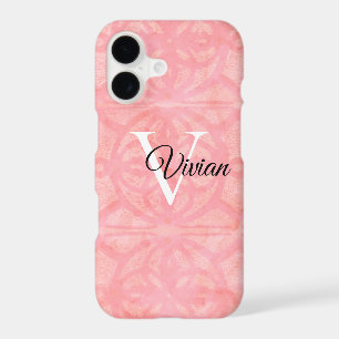 Tulip Pink Watercolor Monogram Name iPhone 17 Case