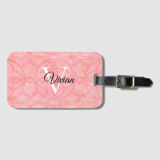 Tulip Pink Watercolor Monogram Name Luggage Tag