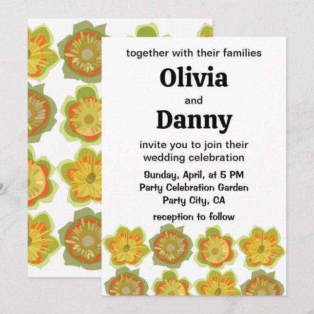Tulip Poplar Flower Floral Wedding Invitation (Front/Back)