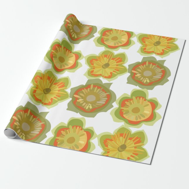 Tulip Poplar Flower Floral Wrapping Paper (Unrolled)