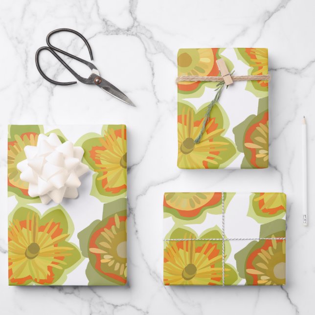 Tulip Poplar Flower Floral Wrapping Paper Sheets (Front)