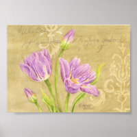 Tulip Poster Purple Garden Notes 7x5