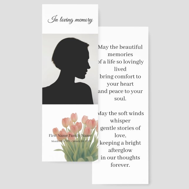 tulip primrose memorial bookmarks (Front & Back)