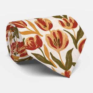 Tulip Print Father Day Retro Wedding  Neck Tie