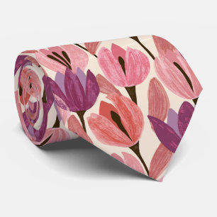 Tulip Print Father Groom Reception Wedding Neck Tie