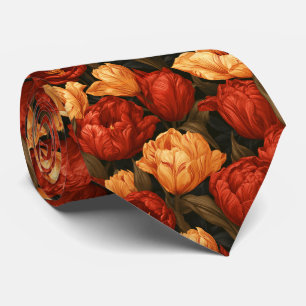 Tulip Print Father Groom Retro Wedding Neck Tie