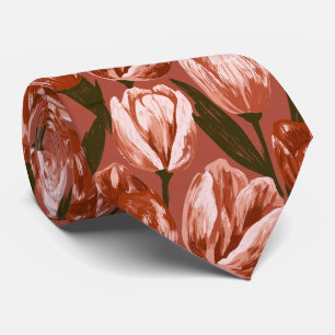Tulip Print Groomsman Vintage Wedding Neck Tie