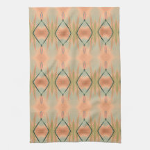 Tulip Print Tea-Towel In Pink Coral And Teal
