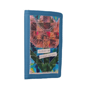 Tulip Quilt Cactus Flower & Ocean Fish Mosaic Trifold Wallet