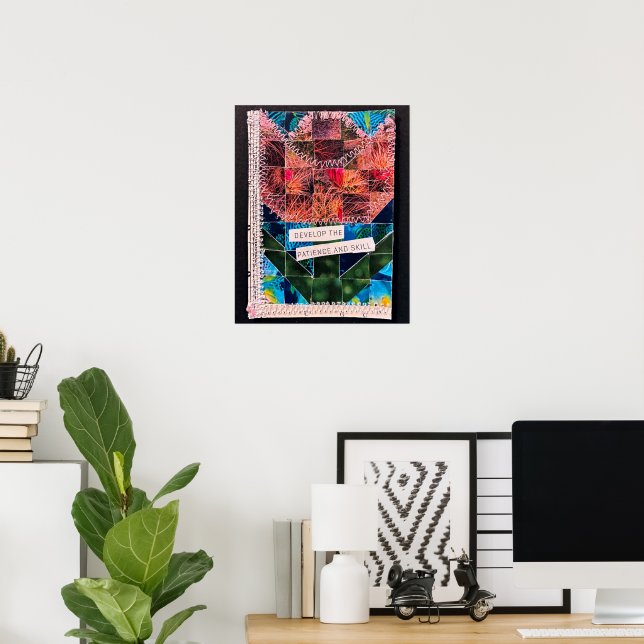Tulip Quilt Mosaic Art Cactus Flower Ocean Fish Poster (Home Office)