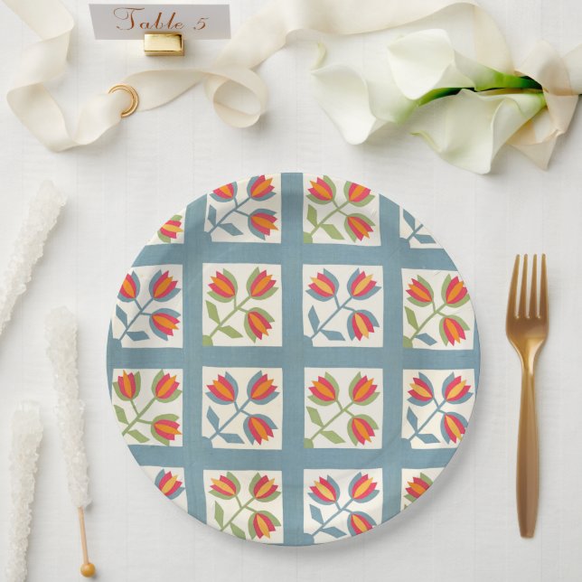 Tulip quilt paper plates (Wedding)