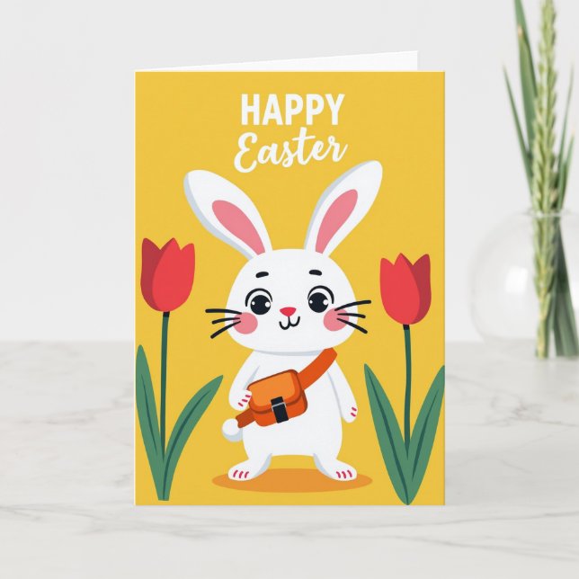 Tulip Rabbit Happy Season Card (Front)