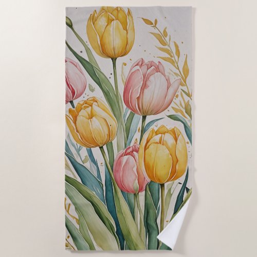 Tulip Reverie Beach Towel