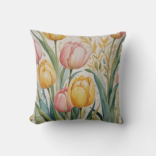 Tulip Reverie Throw Pillow