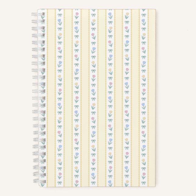 Tulip Ribbon Stripe Yellow Notebook (Front)