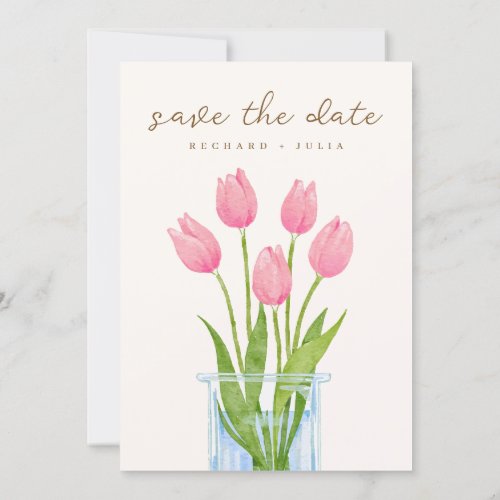 TULIP Save The Date Invitation  Watercolor Floral