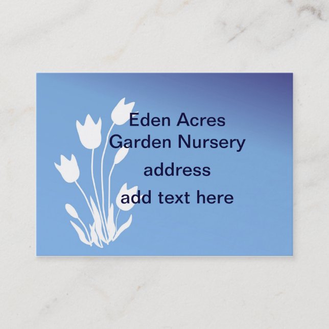 Tulip Silhouette, White on Blue Customizable Business Card (Front)