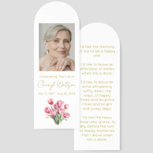 Tulip Simple Photo Funeral Bookmark