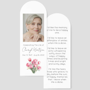 Tulip Simple Photo Funeral Bookmark