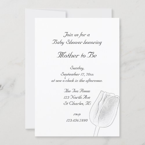 Tulip Sketch Spring Baby Shower Invitation