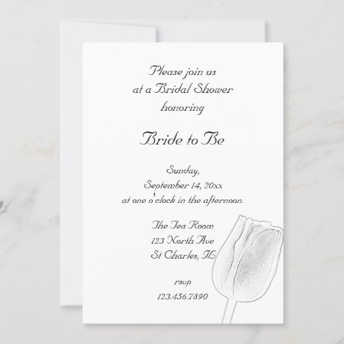 Tulip Sketch Spring Bridal Shower Invitation