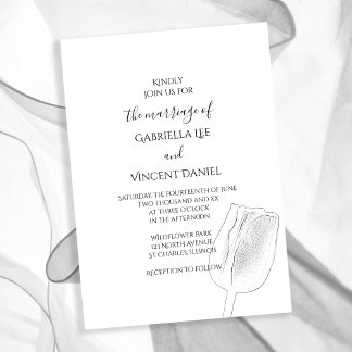 Tulip Sketch Spring Wedding Invitation