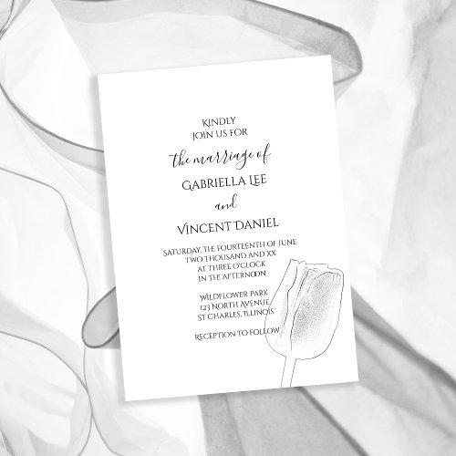 Tulip Sketch Spring Wedding Invitation
