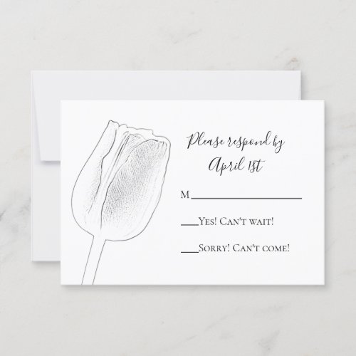 Tulip Sketch Spring Wedding RSVP Response Card