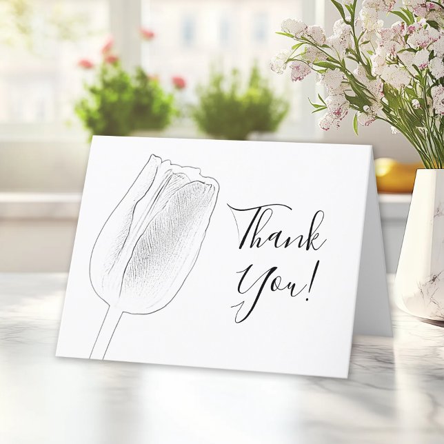 Tulip Sketch Spring Wedding Thank You (Creator Uploaded)