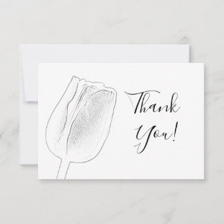 Tulip Sketch Spring Wedding Thank You Card