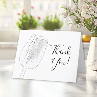 Tulip Sketch Spring Wedding Thank You Card