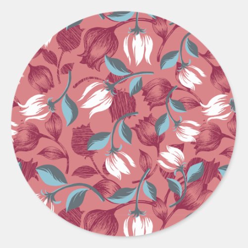 Tulip Symphony Floral Patterns Classic Round Sticker