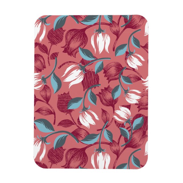 Tulip Symphony: Floral Patterns Magnet (Vertical)