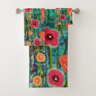 Tulip Tango - Nature Inspired Floral Art - Bath Towel Set
