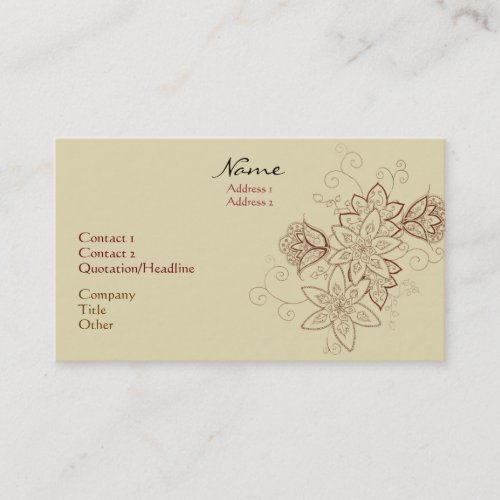 Tulip Tattoo Business Cards (Sand)