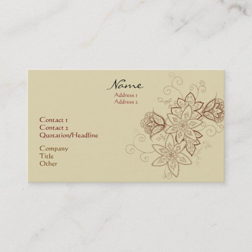 Customizable Tulip Tattoo Business Cards (Sand)