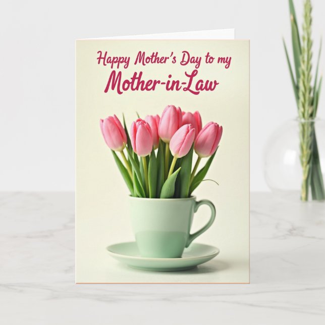 Tulip Teacup Mothers Day Card (Front)