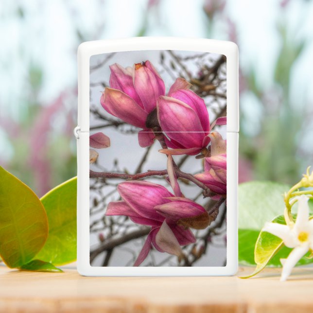 Tulip Tree Blossoms Zippo Lighter (On Table)