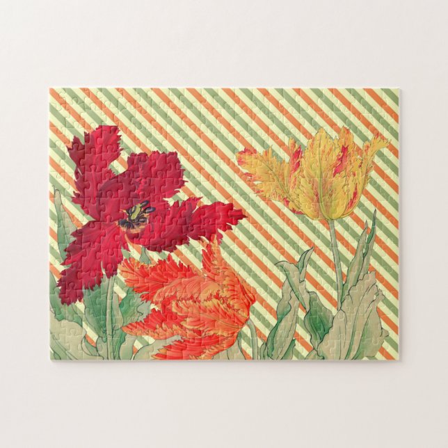 Tulip Trio Vintage Retro Art Jigsaw Puzzle (Horizontal)
