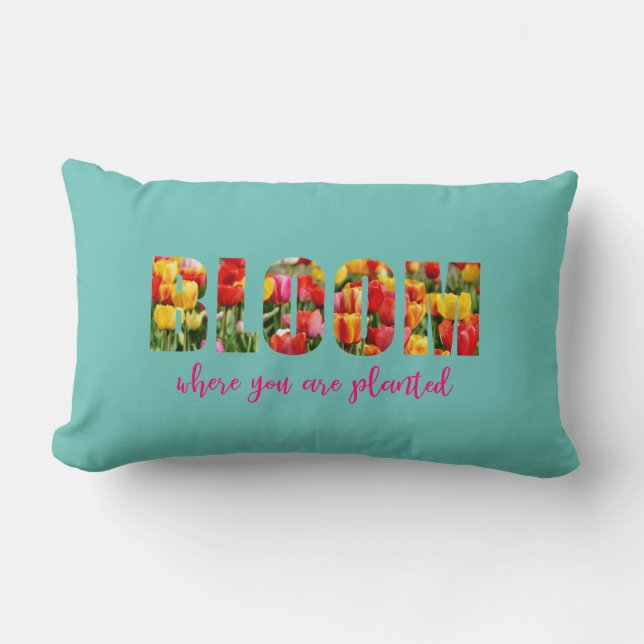 Tulip Typography Lumbar Pillow (Front)