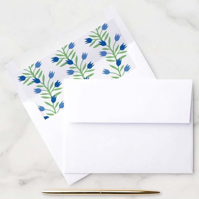 Tulip Vine in Blue and Green Envelope Liner (Desk)