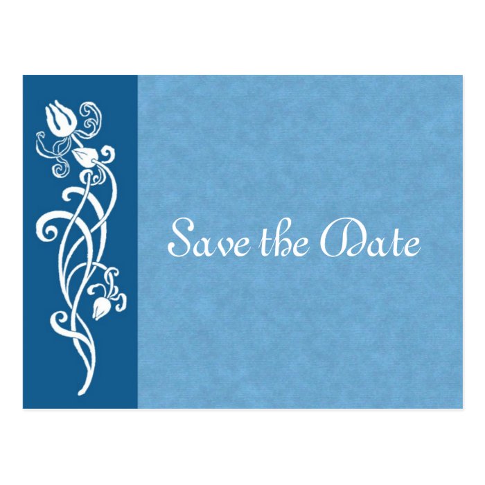 Tulip Vine on Blue Save the Date Postcard