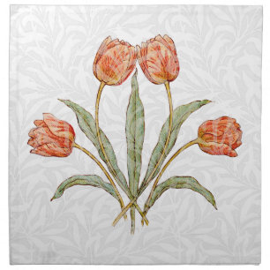 Tulip Vintage Coral Rustic Whimsical Swirls Cloth Napkin