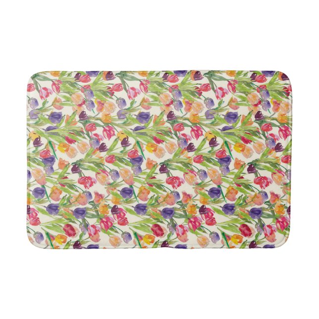 tulip  watercolor  bath mat (Front)