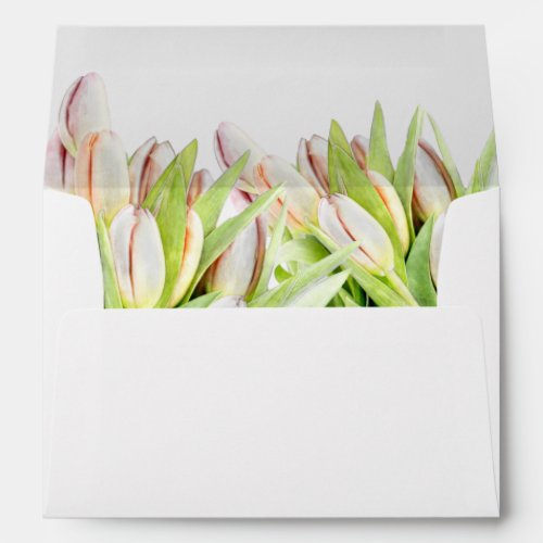 Tulip watercolor pink and green envelope