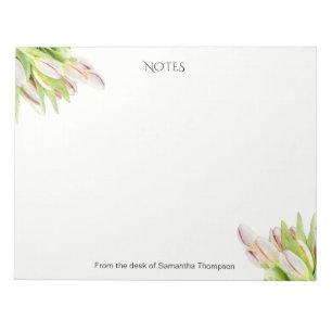 Tulip, watercolor, pink and green, notepad