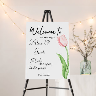 Tulip Wedding Welcome Sign Names and hashtag