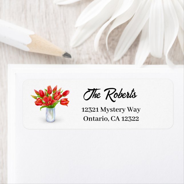 Tulip White Customizable Return Address Labels (Insitu)