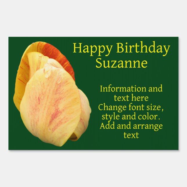 Tulip With Raindrops Personalized Birthday Sign (Front)