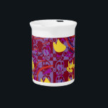 Tulipbulbs Cupflowers Beverage Pitcher<br><div class="desc">Bulbflowers shaped like tulips,  along with surrounding shapes,  are placed above and within cupflowers.</div>